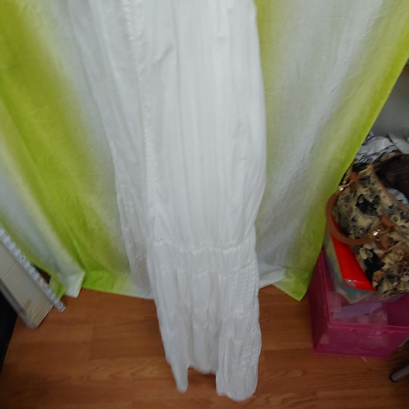 A Pea in the Pod • Boho White Crochet Long Maxi Maternity Dress Small Vacation - Picture 9 of 13